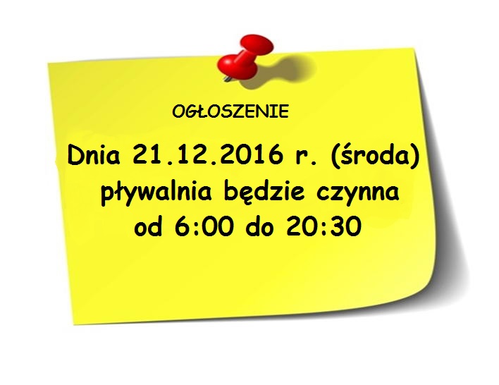 Uwaga !!! Zmiana godzin otwarcia w środę 21 grudnia