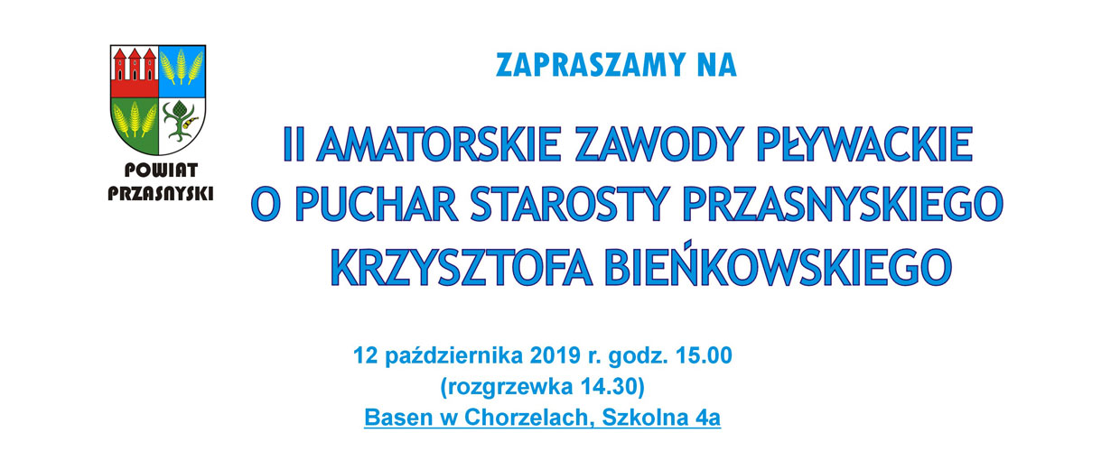 Zapraszamy na II Amatorskie Zawody Pływackie o Puchar Starosty Przasnyskiego