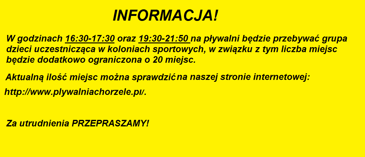 INFORMACJA O KOLONIACH SPORTOWYCH