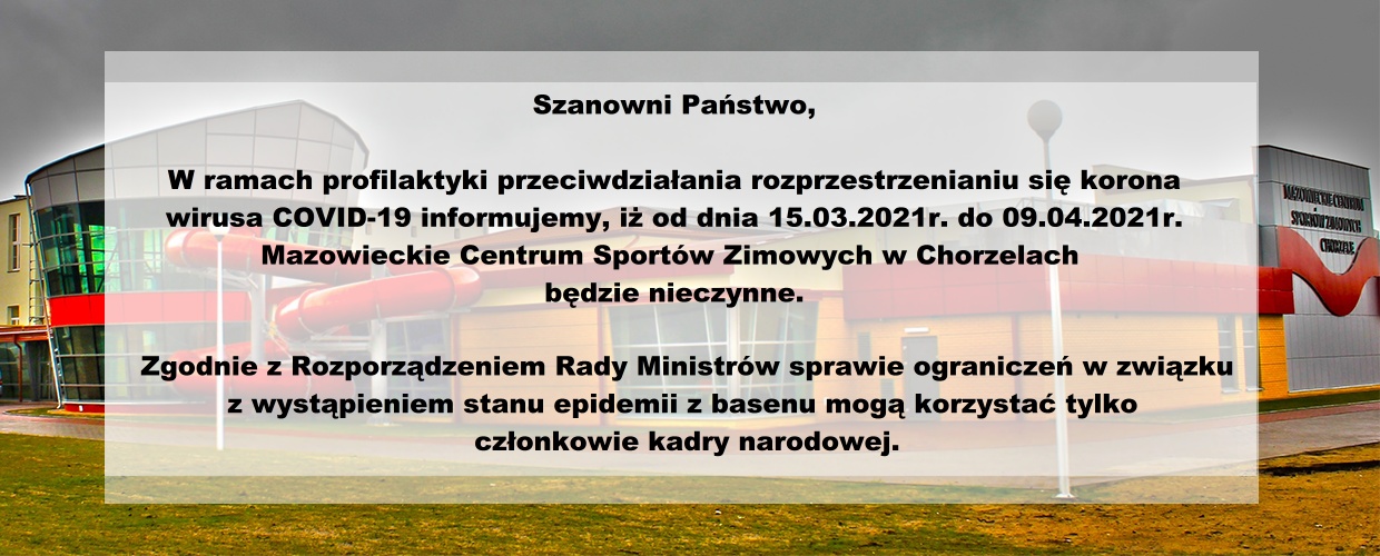 Mazowieckie Centrum Sportów Zimowych w Chorzelach będzie tymczasowo nieczynne.